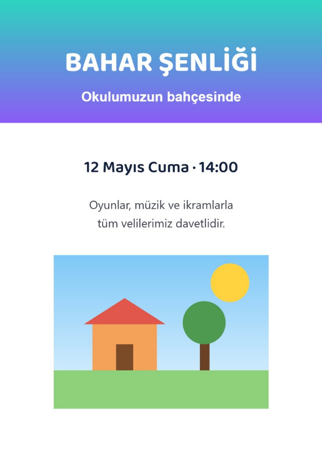 PDF'ten JPG'ye dönüştürülmüş renkli okul etkinliği afişi sayfası